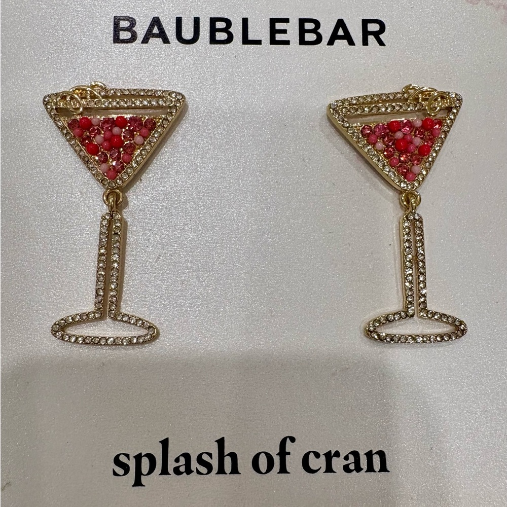 BaubleBar Cranberry Cocktail martini Earrings